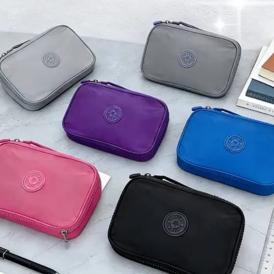 Estojo de Tecido Cor Liso com Zíper para Escola - Box Organizador