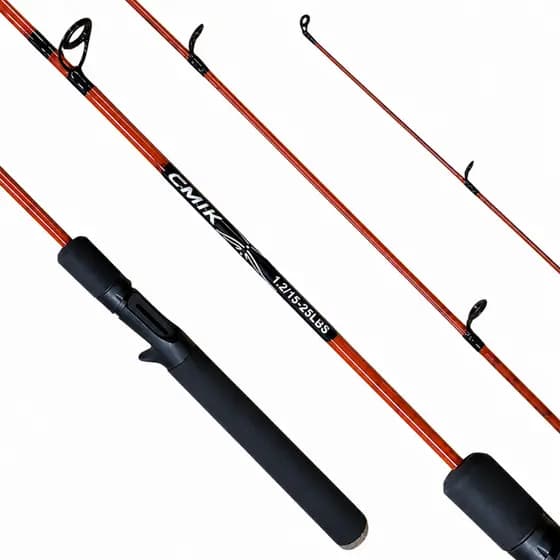 Vara Pesca Inteiriça 120cm Fibra Maciça 15-25lbs Molinete Carretilha ou Molinete e Carretilha