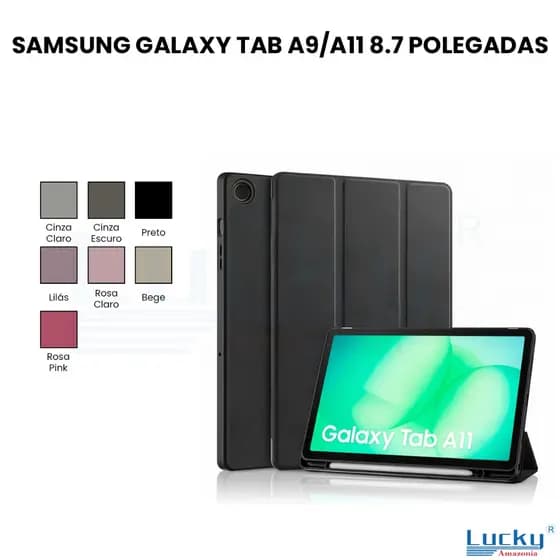 Capa Galaxy Tab A9 A11 8.7 Smart Cover Auto Wake Anti Impacto com Suporte Case Reforçada Proteção