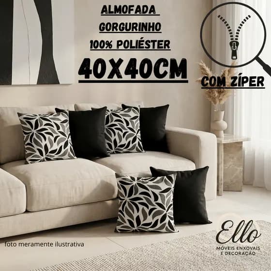 Capas de Almofadas Decorativas 40x40 c/ Zíper Kit 2 ,4 ou 6 Peças Gorgurinho Linha Geométricas