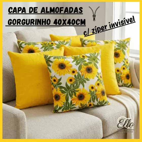 Capa de Almofadas Kit 2, 4, 6 ou 8 Pçs 40x40cm Gorgurinho Natureza | Sala, Quarto ou Varanda!
