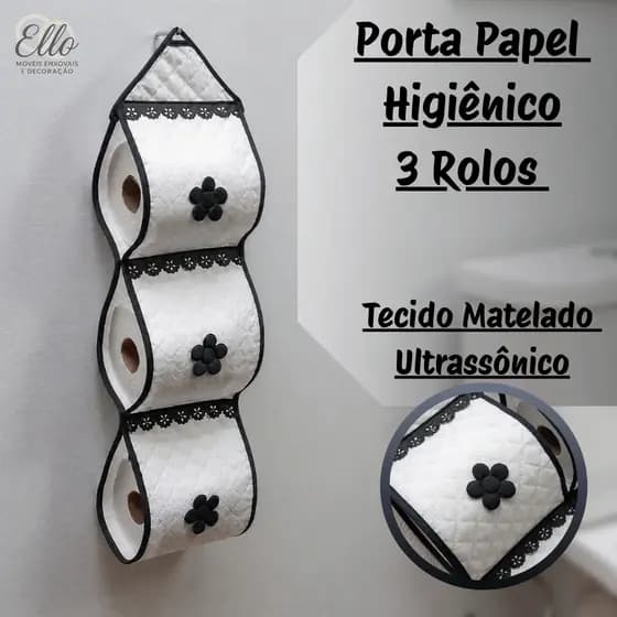 Porta Papel Higiênico Matelado 3 Rolos Decoração Banheiro Ultrassônico Entrega Rápida!