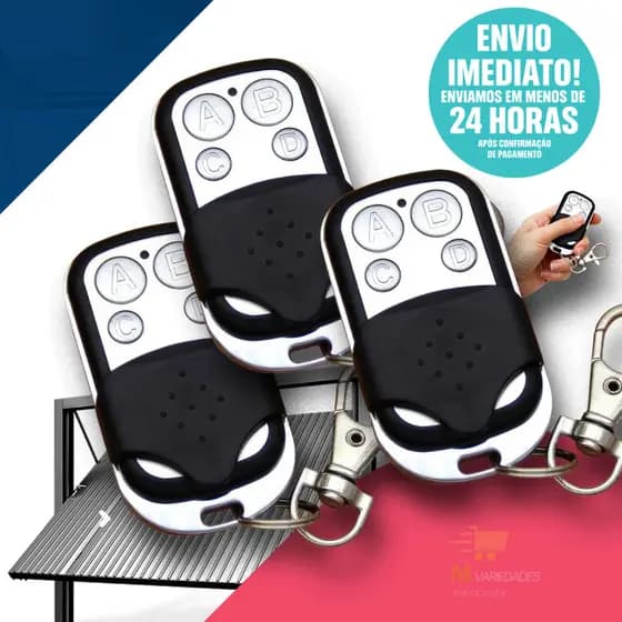 Kit 2 Controle Remoto Universal para Portão Automático Residencial com 4 Botões 433mhz