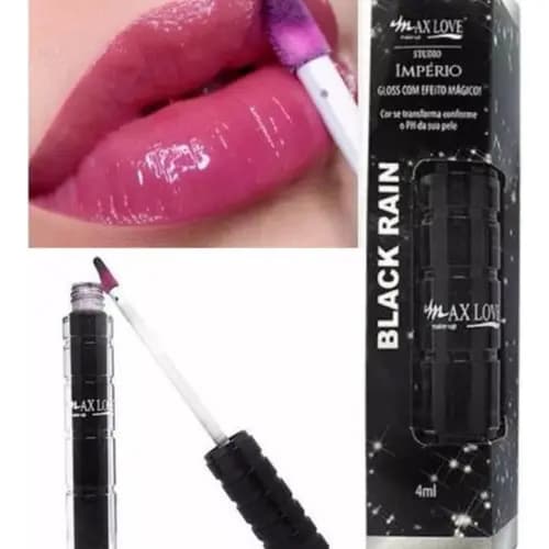 Gloss Labial Mágico Preto Black Rain Max Love Muda De Cor