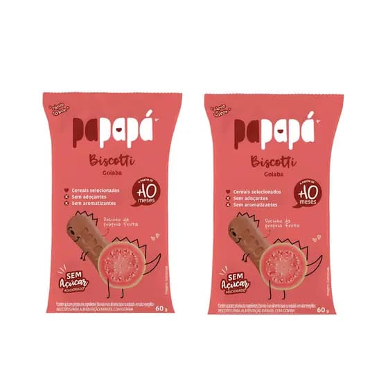 Kit 2x Biscoito De Goiaba Sem Açúcar Biscotti 60g - Papapá