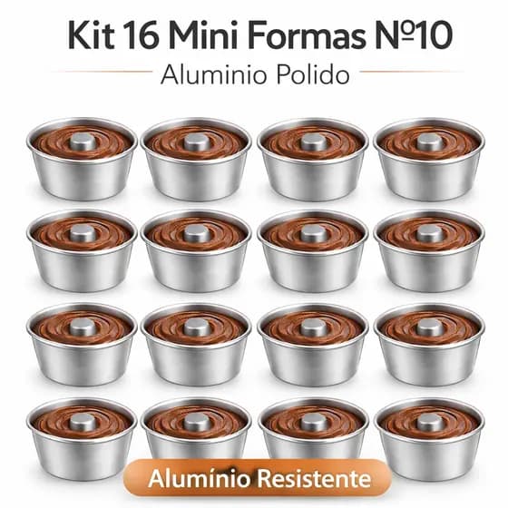 Kit 16 Mini Forminhas Nº10 200ml Alumínio Premium Reforçado Doceria Mini Bolos Pudim