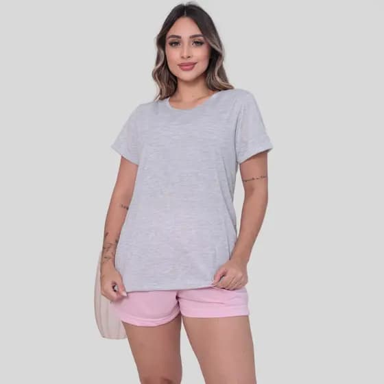 Baby Doll Pijama Feminino Adulto Básico Liso Confortável Algodao Fresco Roupa de Dormir