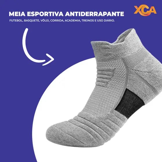 Meia Curta Esportiva Profissional Respirável Confortável para Corrida Futebol e Ciclismo