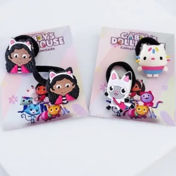 Xuxinha de Cabelo Infantil Menina Casa Mágica Gabi / Par ou Kit Rabicó Elástico de Cabelo infantil