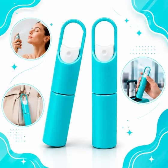 Frasco Spray 30ml Mini Borrifador Portátil Com Gancho Perfume Bolsa Mochila Viagem Álcool Multiuso