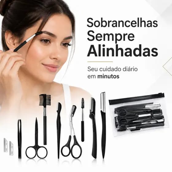Kit Aparador de Sobrancelha Pratico11 Peças Inclui Facial Face Razors Eyebrow Escova Tesoura Pinça