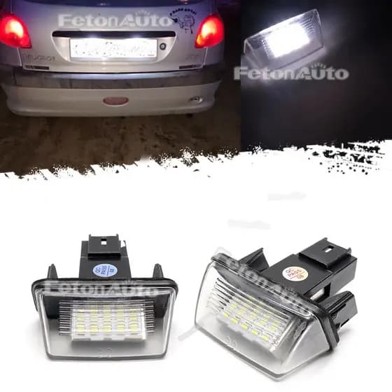 2 Peças Para Peugeot 206 207 306 307 308 5008 Número Da Placa De Licença Luzes LED 6000K Citroen Berlingo C3 C4 C5 Saxo