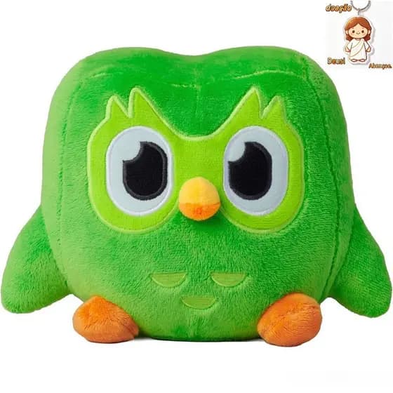 Duolingo Duo Plush-Oficialmente Licenciado-Lembrete Para Fazer Sua Lição Diária , Pelúcia Premium , Verde Pena , 8.5 "