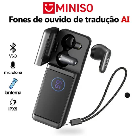 MINISO MS120 fone de ouvido sem fio Bluetooth V6.0 carregamento tesouro lanterna embutida Display de energia fones de ou