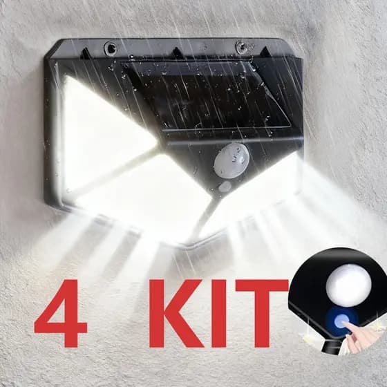 Luminária Solar 100 Led Com Sensor Jardim Externa Prova D'água Multifuncional