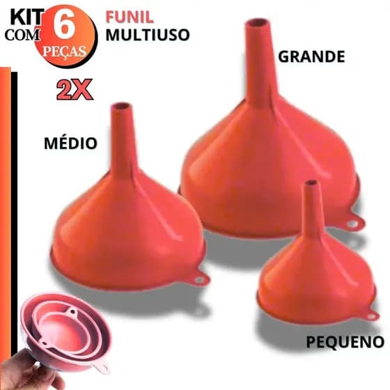 Kit Funil Plástico Cozinha 3 Tamanhos Multiuso Oficina Artesanato Cozinha Grande Médio Pequeno