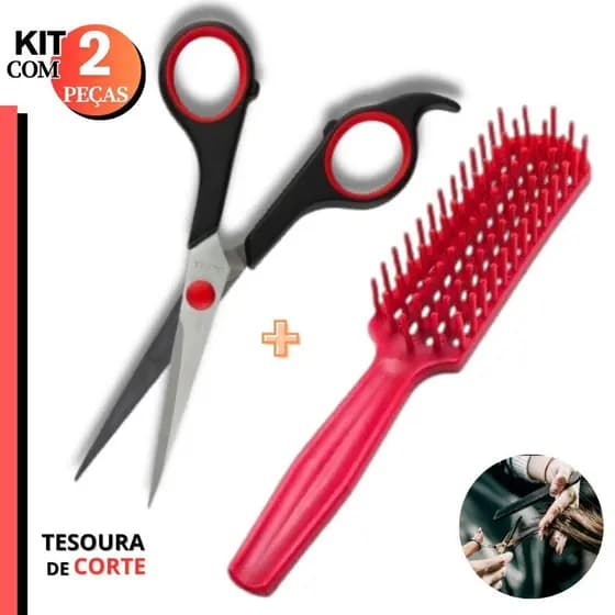Tesoura Corte Cabelo Barbearia e Escova Cabelo Pente Jacaré 1ou 2 Unidades Profissional Salão Beleza