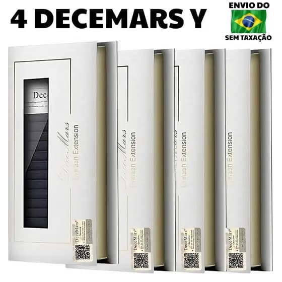 Kit 4 Cílios Decemars Y 0.07D Volume Brasileiro Alongamento Original Com Selo YY Extensão De Cilios.