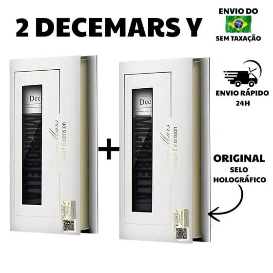 Kit 2 Cílios Decemars Y Volume Brasileiro Alongamento Original Com Selo YY Extensão De Cilios.