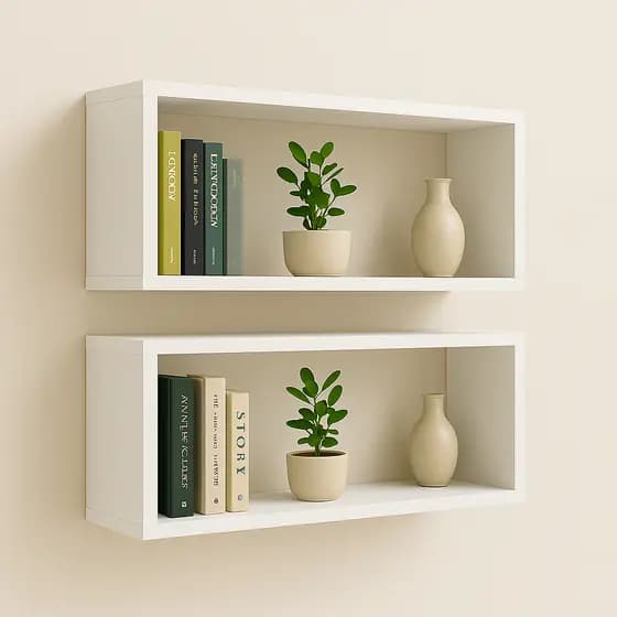 Kit 2 Nichos Retangulares 70x25x20cm Mdf Preto Suspenso Decorativo Quarto Sala