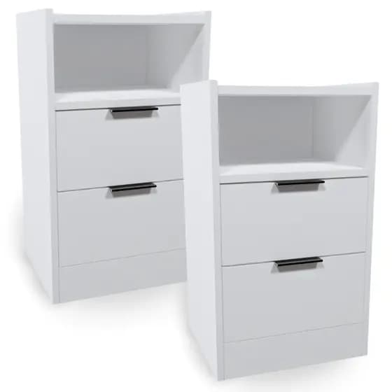 Kit Mesa De Cabeceira VOXA Móveis Mdf 60x30cm 2 Uni. Branco Com Fundo