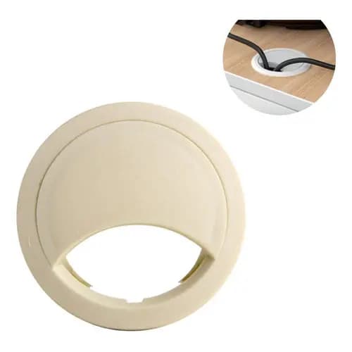 2x Acabamento Moveis Passa Fio Tapa Furo Redondo 46mm Marfim