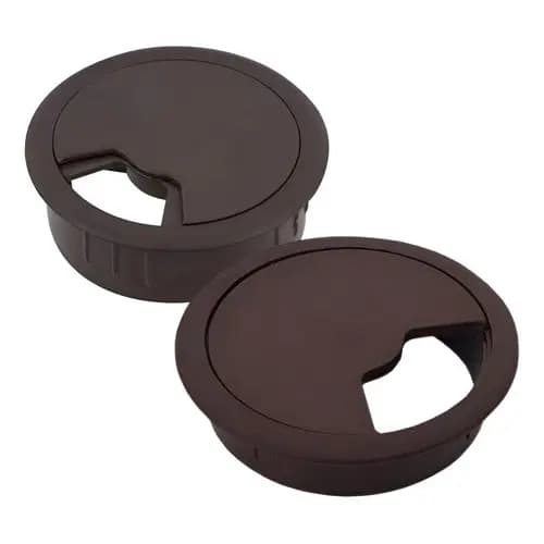 2x Acabamento Moveis Passa Fio Tapa Furo Redondo 46mm Marrom