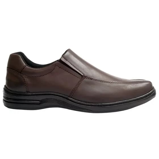 Sapato Masculino Casual em Couro Café Confortável Solado Antiderrapante Leve