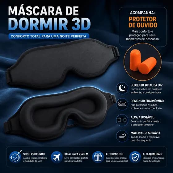 Mascara De Dormir Tapa Olho Confortável 3d Blackout Grape Preto 3d