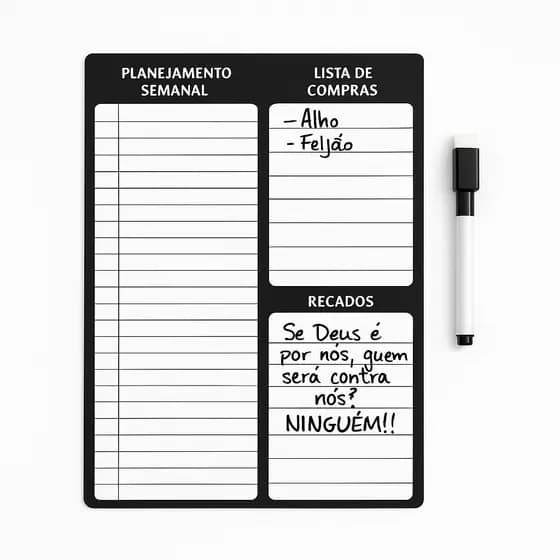 Ímã De Geladeira Porta Recados Anotações Planner Com Caneta e Apagador