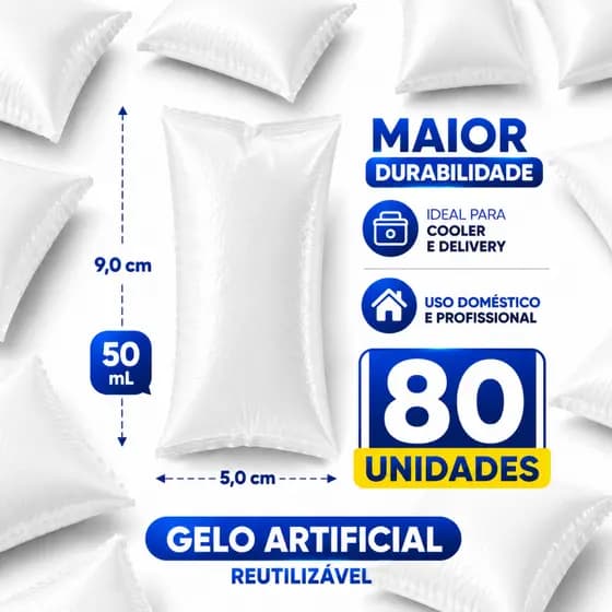 Gelo Reutilizável 50ml Para Cooler Delivery Bolsa Térmica Transporte Remédio Gelox Gel kit 80 Unidades