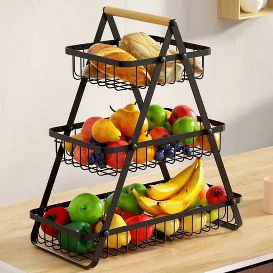 Fruteira de Mesa Aramada 2 ou 3 Andares | Organizador p/ Frutas e Legumes