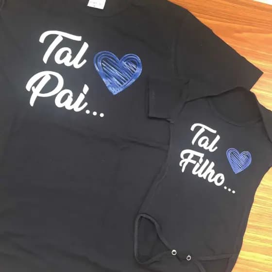 Camisetas Tal Pai Tal Filho Kit 2 Peças Pai e Filho Coração