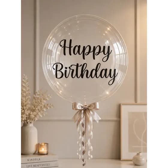 Kit 3 Adesivos para Balão Bubble Happy Birthday / Feliz Aniversário 15cm Decoração Festa