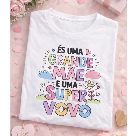 Camiseta Dia das Mães para Vovó Estampada Grande Mãe e Super Vovó
