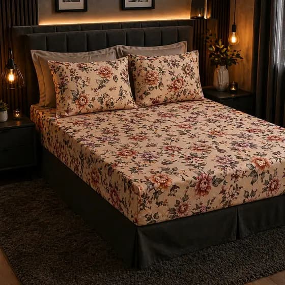 Jogo de Lençol Estampado 400 Fios com Elástico – Toque Macio e Elegante para sua Cama Solteiro, Casal e Queen