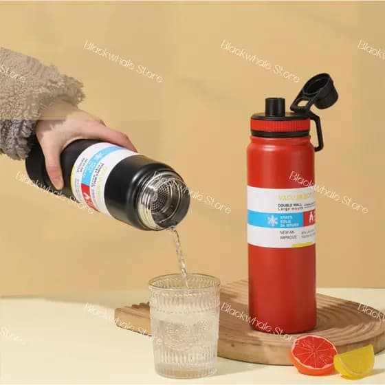 Garrafa Térmica De Aço Inox Inoxidável Portátil com Alça - Garrafa Quente e Frio - Capacidade 800mL - Academia