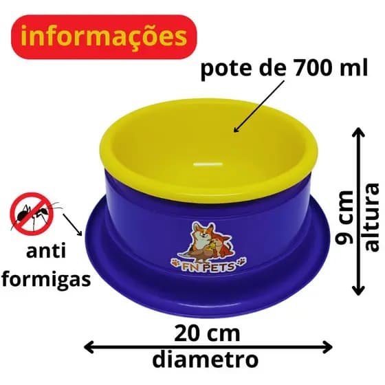 Kit 2 Comedouros Bebedouros Pet 700ml Antiformiga Antiderrapante Ergonômico p/ Cachorros e Gatos