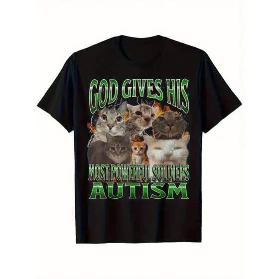 Camiseta Oversized T-shirt Funny Autism Awareness Strongest Soldiers Slogan Geometric Pattern Vintage Confortável Divert