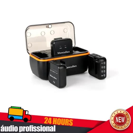 Microfone De Lapela Sem Fio Com Estojo De Carregamento Mini Para Câmeras iPhone Android Vlog