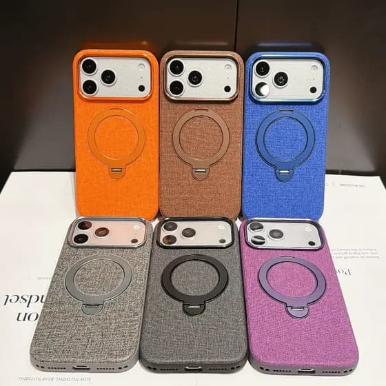 Adequado para iPhone18promax/17/16/15, padrão de lona estilo suporte de 360 pontos, capa protetora de pc resistente a ch