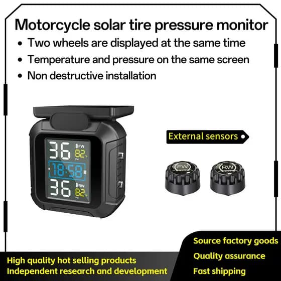 Monitor de pressão dos pneus da motocicleta MT20, sistema externo sem fio de detecção de pressão dos pneus para veículos