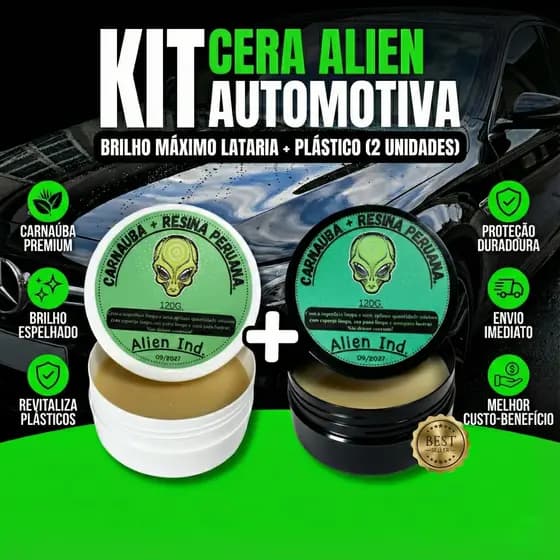 Kit Cera Automotiva Alien Ind Lataria + Plástico Riscos Queimados Ressacado Revitalizador