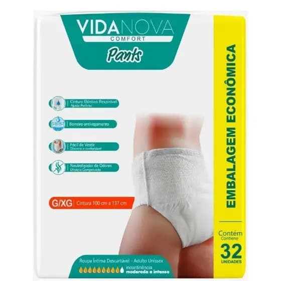 Fralda Geriátrica Pants Vida Nova PM e GEG Unissex Ideal Para Idoso Gestante E Pós Operatório