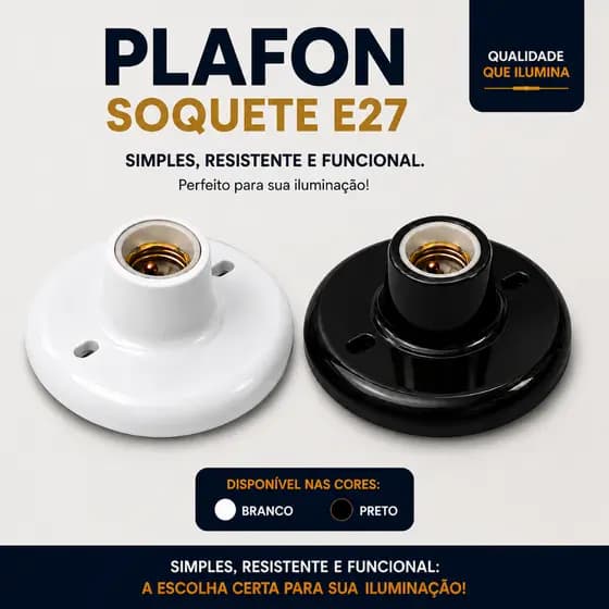 Kit Plafon redondo Luminária Soquete E27 Plafonier Bivolt Bocal de Teto 2, 3, 5 e 10 unidades