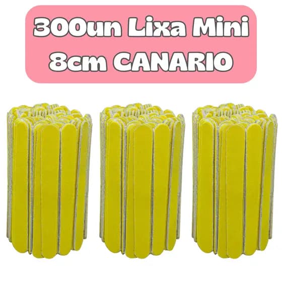 Kit 300 Mini Lixas Canário 8cm – Manicure Pedicure Profissional Descartável Atacado Unha
