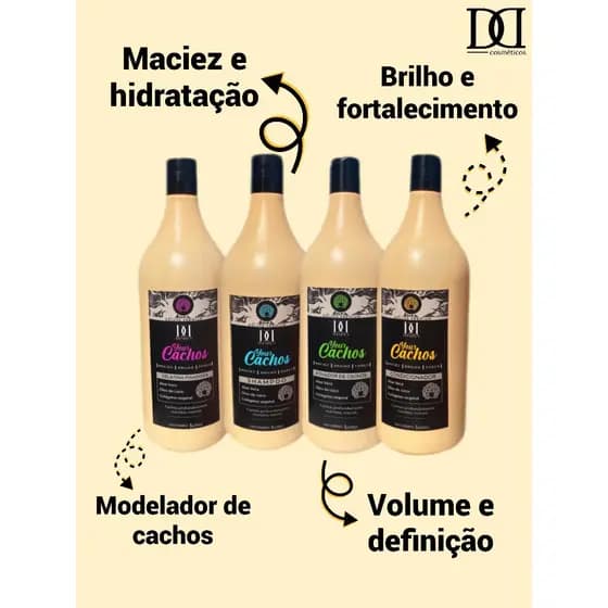 Kit Ativador de Cachos Com 4 Produtos De 1 L -DANDAS - Pronta Entrega