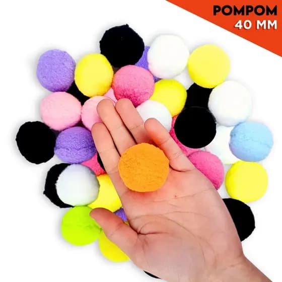 Pompom 40mm 4cm Colorido Pacote com 50 Unidades Artesanato Decoração Fantasia Laços Infantil DIY