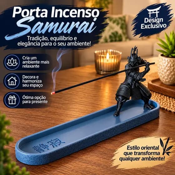 Incensário guerreiro samurai Decorativo Porta Incenso Aconchegante Zen Spa acompanha 3 incenso sortido
