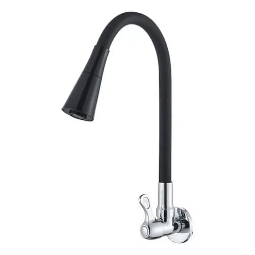 Torneira Cozinha Parede Luxo Flexível Gourmet Preta Cônica